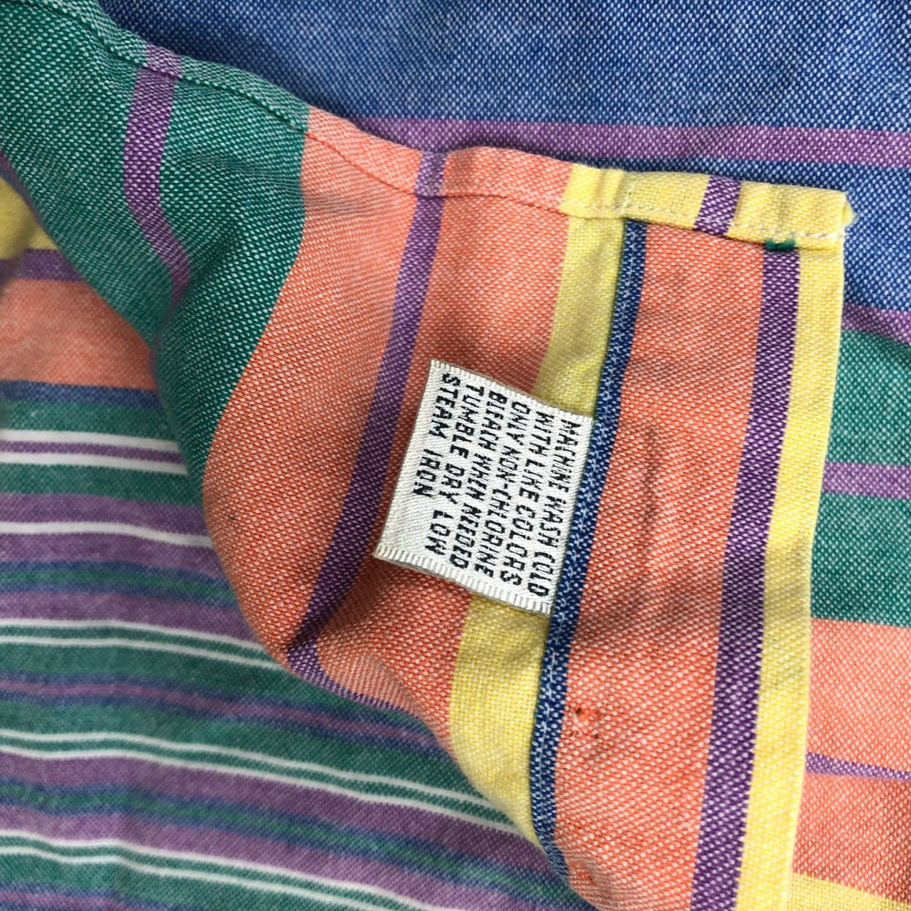 Vintage 90s John Ashford Sport Mens XL Striped Short Sleeve Shirt Boxy - Picture 6 of 8